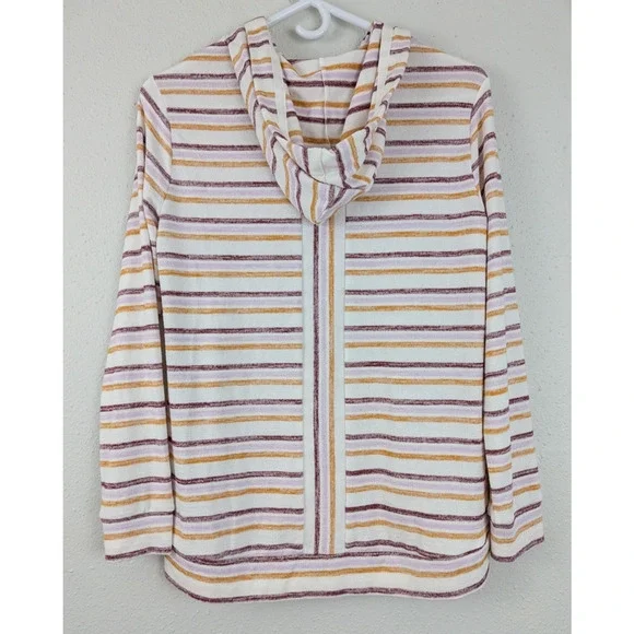 New Market & Spruce sz S Knit Hoodie Top or T-shirt multi color stripes ls 2575 - Picture 4 of 6